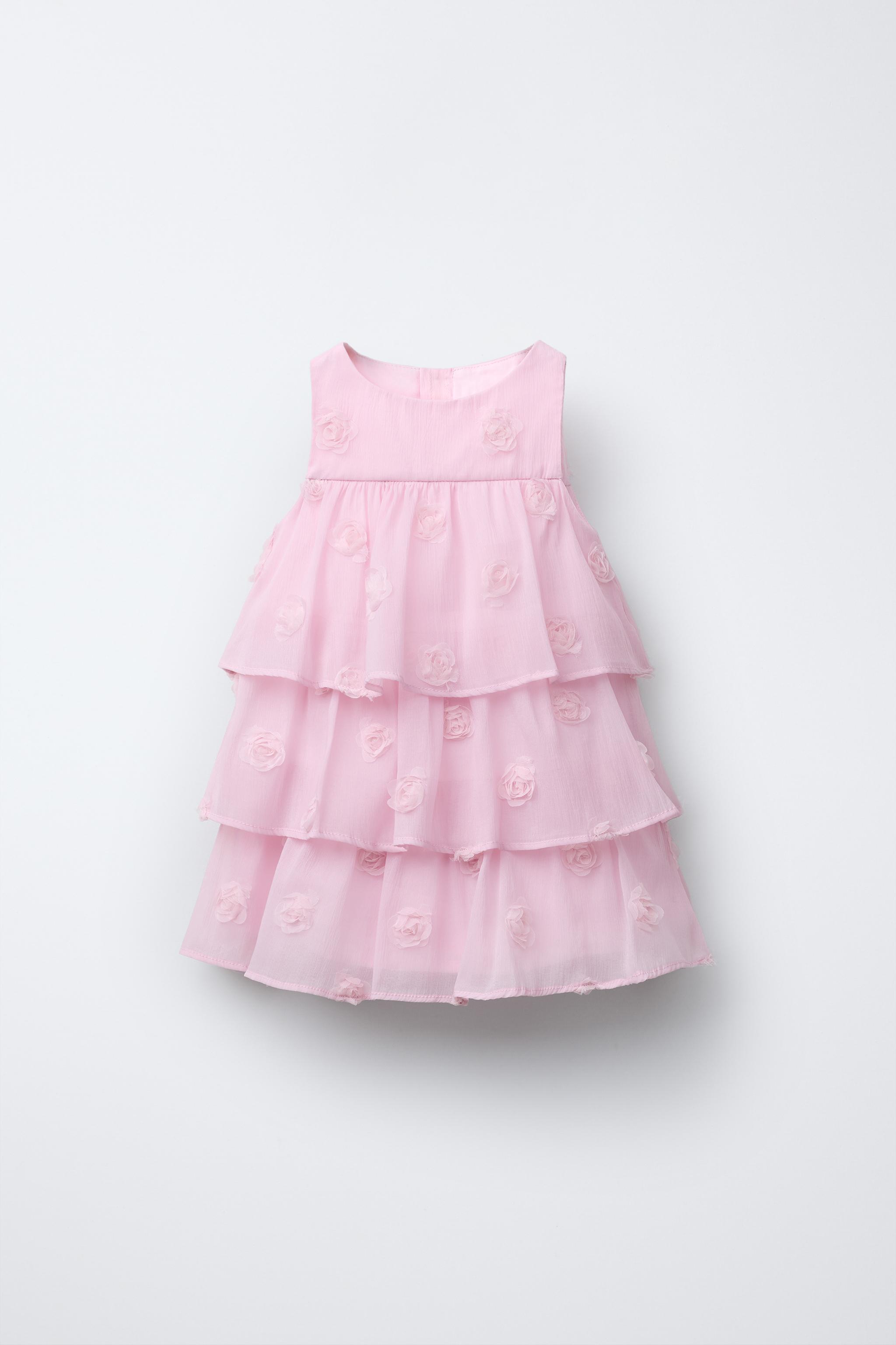 zara cape dress pink Zara floral Print dress with cape sleeves in mid-pink